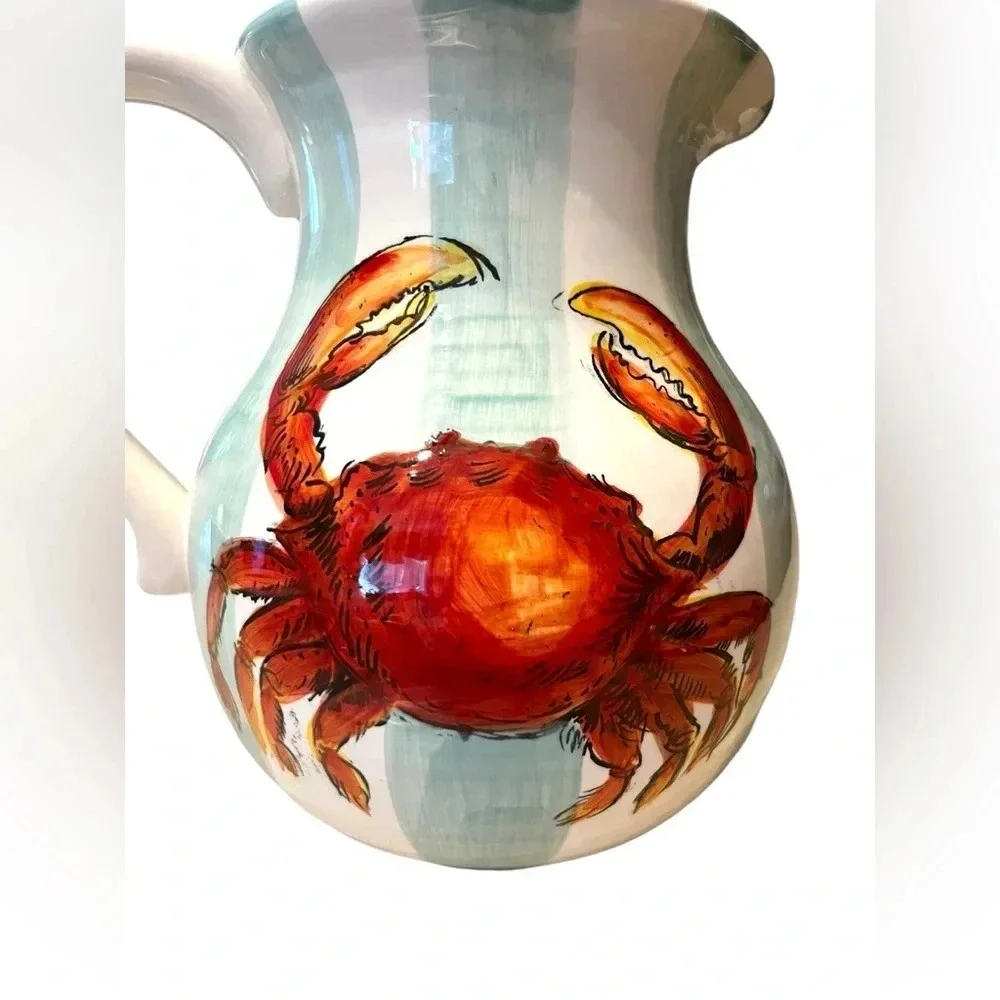 Maxcera CRAB STRIPE Pitcher Ocean Beach Nautical